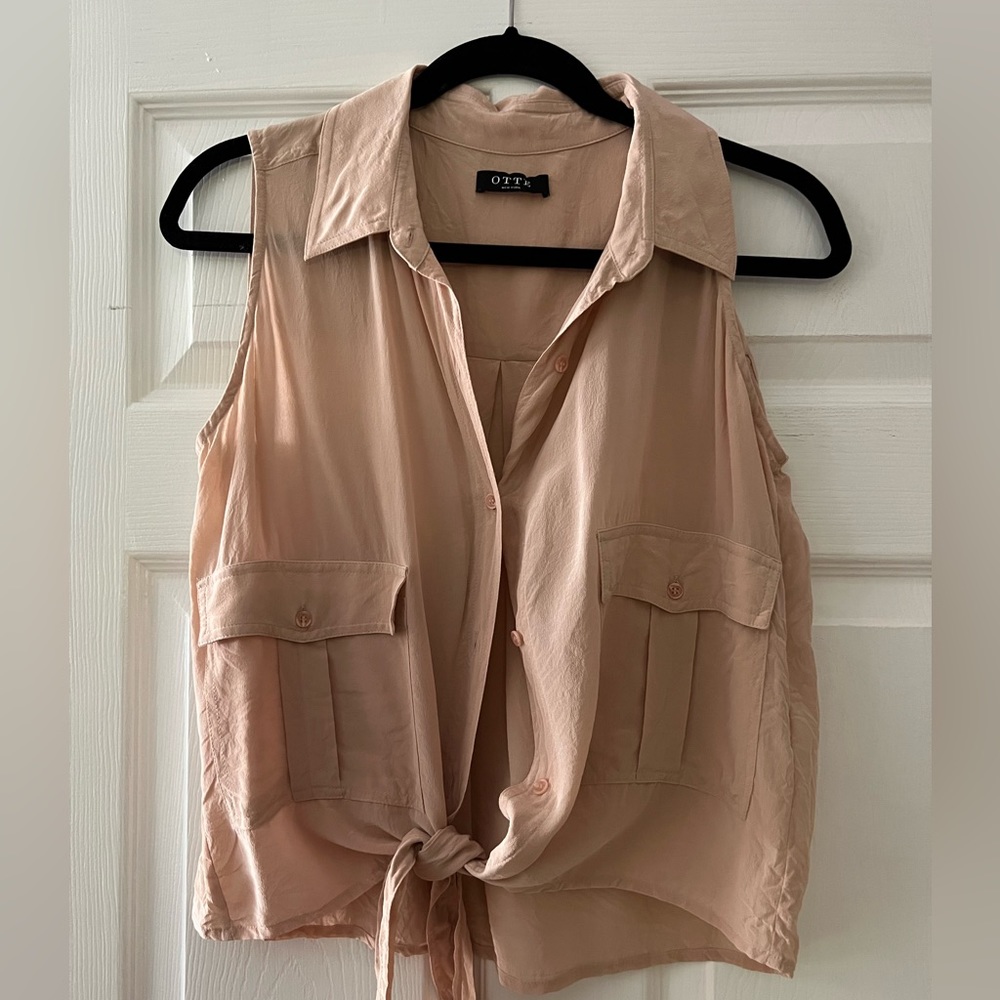 Otte New York 100% silk tie blouse size S